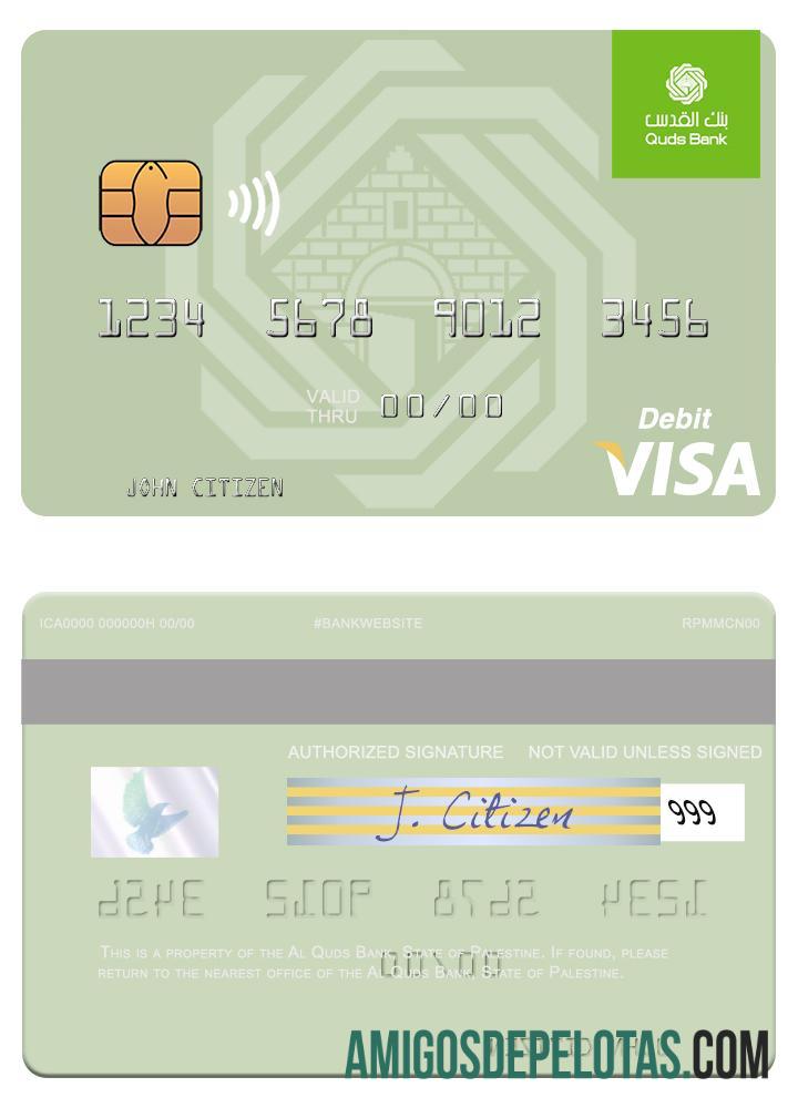 Palestine Al Quds Bank Visa Debit Card template